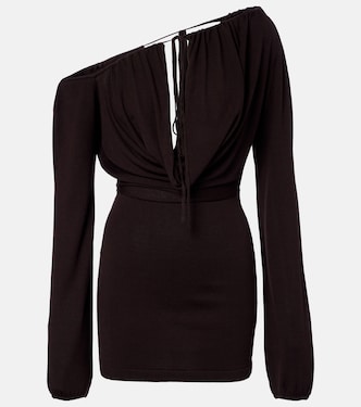 Sola asymmetric draped silk-blend minidress | Aya Muse