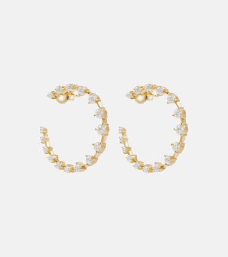 Orecchini a cerchio Crescent in oro 18kt con diamanti | Jade Trau