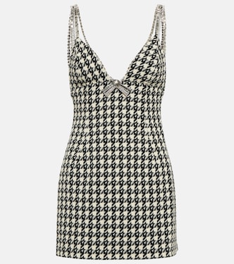 Houndstooth wool-blend minidress | Area