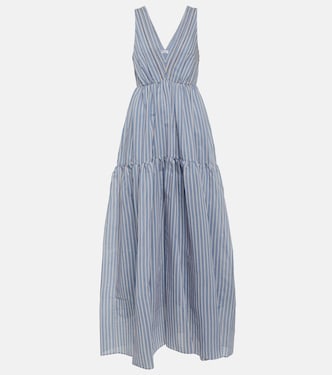 Striped cotton and silk maxi dress | Brunello Cucinelli