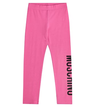 Logo cotton-blend jersey leggings | Moschino Kids