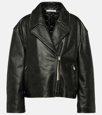 Giacca biker distressed in pelle  | Acne Studios
