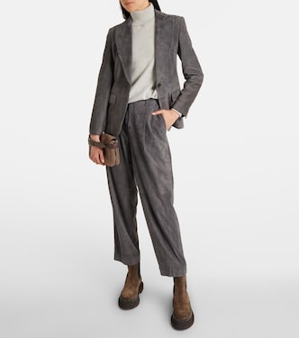 Pantaloni regular in suede | Brunello Cucinelli