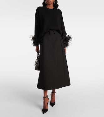 Pullover in lana vergine con piume | Valentino