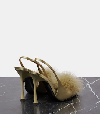 Sandali Paradis 110 in raso con piume | Saint Laurent