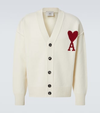 Ami De Cœur intarsia virgin wool cardigan  | Ami Paris