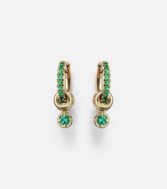 Zahra 18kt gold hoop earrings with emeralds | Spinelli Kilcollin