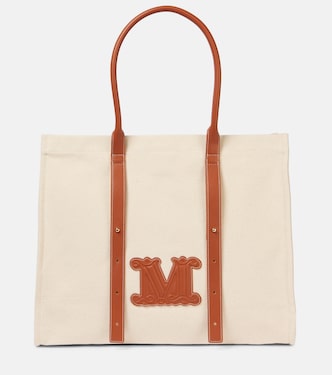 Brava leather-trimmed canvas tote bag | Max Mara