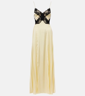 Lace-trimmed satin maxi dress | Self-Portrait