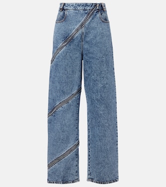 Spiral high-rise denim wide-leg jeans | Alaïa