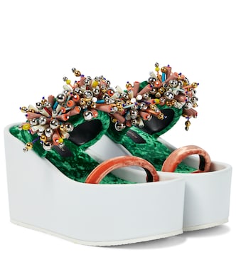 Embellished velvet platform sandals | Dries Van Noten