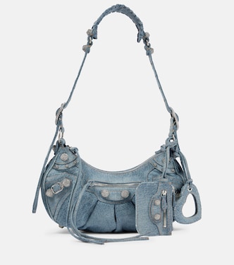 Borsa a spalla Le Cagole Small in denim | Balenciaga