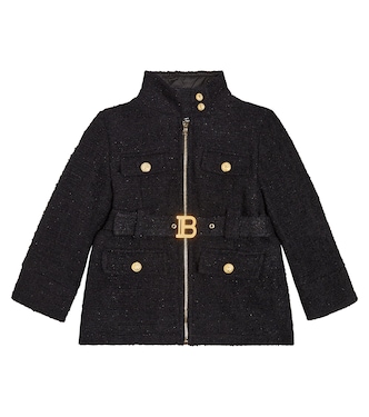 Abrigo con cinturón y logo | Balmain Kids