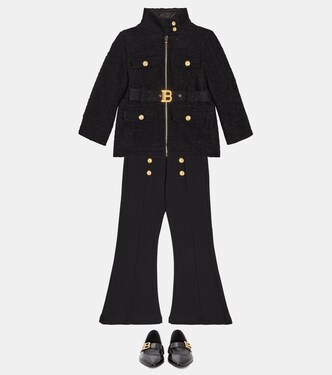 Abrigo con cinturón y logo | Balmain Kids