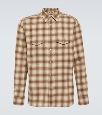 Camisa oxford de mezcla de algodón a cuadros | Tom Ford