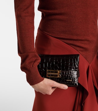 Mini croc-effect leather clutch | Victoria Beckham