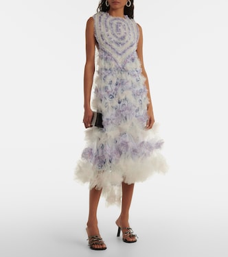 Abito midi in tulle con volant | Susan Fang