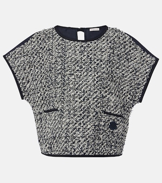 Cotton-blend tweed satin top | Moncler