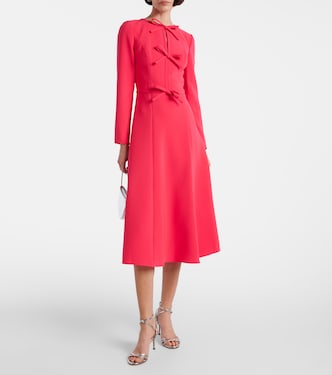 蝴蝶结细节绉纱中长连衣裙 | Carolina Herrera