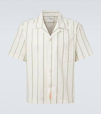 Celery striped cotton bowling shirt | Bode