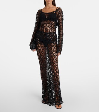 Off-shoulder cotton-blend crochet top | Norma Kamali