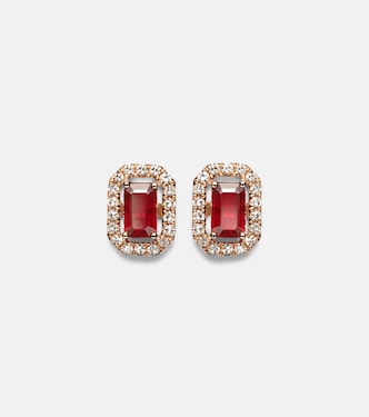 18kt rose gold earrings with rubies and diamonds | Shay Jewelry