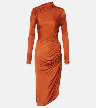 Svita ruched satin jersey midi dress | Rick Owens