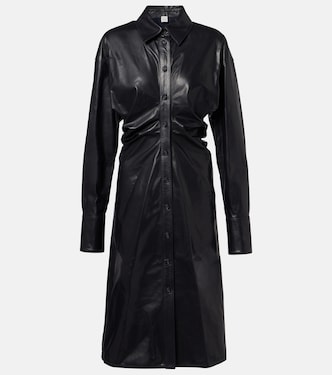 Ruched leather shirt dress | Toteme