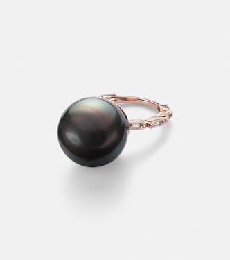18kt rose gold ring with pearl and diamonds | Suzanne Kalan