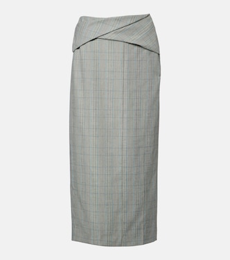 Checked virgin wool midi skirt | Victoria Beckham