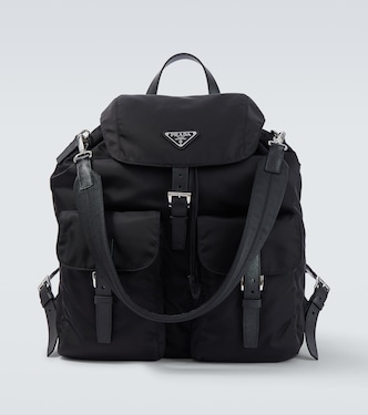 Re-Nylon leather-trimmed backpack | Prada