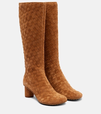 Atomic Intrecciato 50 suede knee-high boots | Bottega Veneta