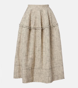 Cotton-blend tweed midi skirt | Erdem