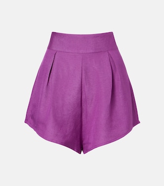 Pleated linen-blend shorts | Adriana Degreas