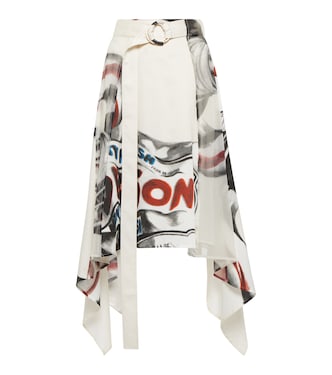 Falda midi organza y algodón estampada | JW Anderson
