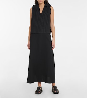 Ribbed-knit cotton-blend sweater vest | Deveaux New York