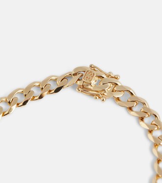 Bracelet chaîne Diamond Id Bar en or jaune 14 ct et saphirs | Sydney Evan