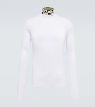 Ribbed-knit cotton mockneck sweater | Prada