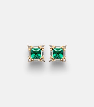 Ohrringe aus 18kt Gelbgold mit Diamanten und Smaragden | Suzanne Kalan