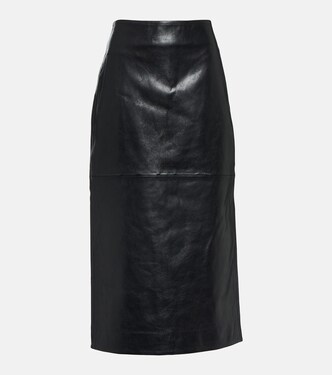 Falda midi Lori de piel con tiro alto | Dodo Bar Or