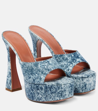 Mules Dalida in denim con plateau | Amina Muaddi