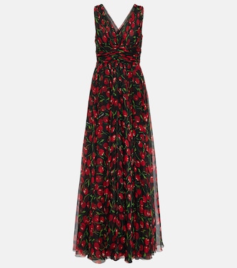 Cherry silk chiffon gown | Dolce&Gabbana