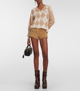 Shorts in velluto di cotone a coste | Miu Miu