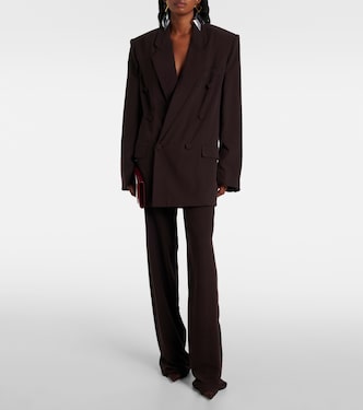 Pantalon droit à taille haute en crêpe de soie | Saint Laurent