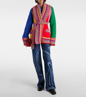 Colorblocked striped wool wrap cardigan | Pucci