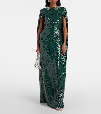 Abito lungo in georgette con paillettes | Erdem