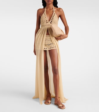 Crochet cotton and silk maxi dress | Elie Saab