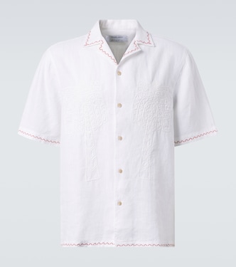 Flavio embroidered linen bowling shirt | Frescobol Carioca
