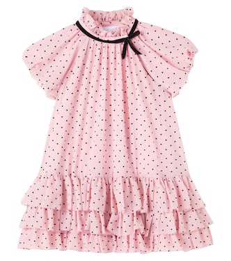 Polka-dot ruffled tiered dress | Monnalisa