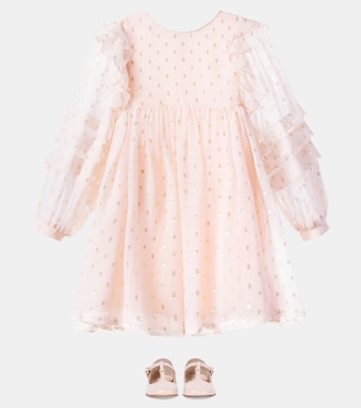 Polka-dot ruffled silk-blend dress | Chloé Kids